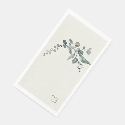 Foliage Aquamarin & Cream Custom Wedding Serviette (Ecke)