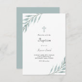 Foliage Aquarell Design Taufe Einladung (Vorne/Hinten)