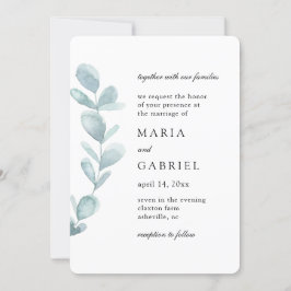 Foliage-Aquarell Einfache weiße Hochzeit Einladung