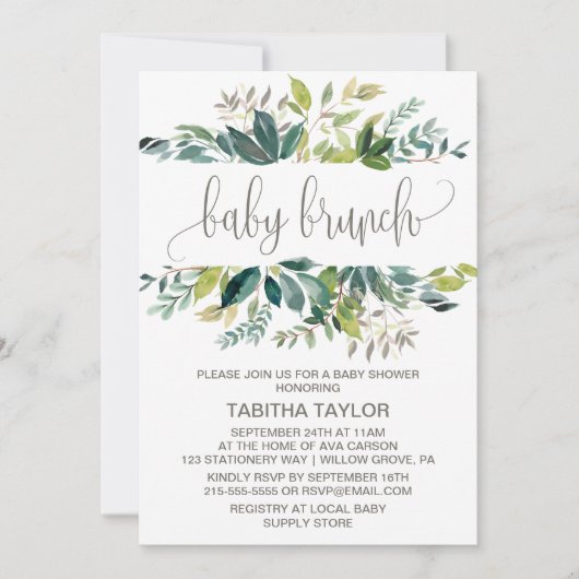 Foliage Baby Brunch Einladung (Vorderseite)