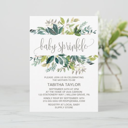 Foliage Baby Sprinkle Einladung (Stehend Vorderseite)