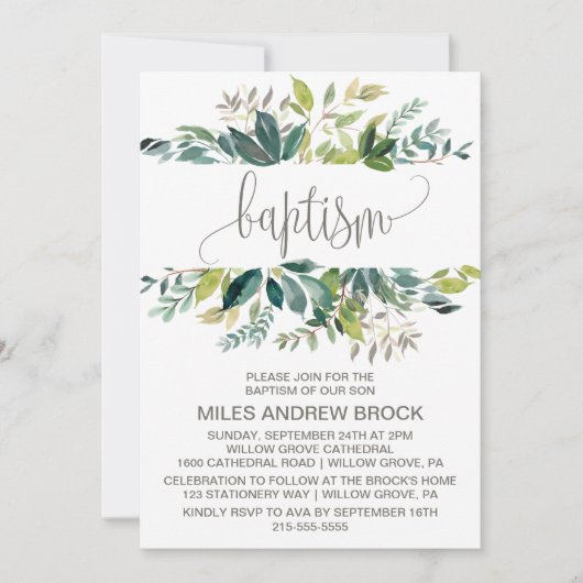 Foliage Baptisc Einladung (Vorderseite)
