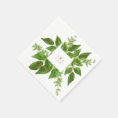 Foliage-Blätter Gold Monogram-Hochzeitcocktail Serviette (Ecke)
