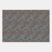 Foliage Blue Brown Muster Weihnachten Geschenkpapier Set (Vorderseite 2)