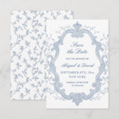 Foliage Blue Crest Wedding Save The Date (Vorne/Hinten)