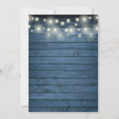 Foliage Blue Rustic String Lights Bridal Tee Party Einladung (Rückseite)