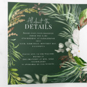 Foliage + Blumenhochzeit und Einzelheiten Dreifach Gefaltete Einladung (Innen Erste Seite)