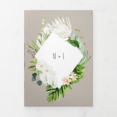 Foliage + Blumenhochzeit und Einzelheiten Dreifach Gefaltete Einladung (Cover)