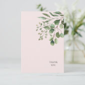 Foliage Blush Wedding Vielen Dank Dankeskarte (Stehend Vorderseite)