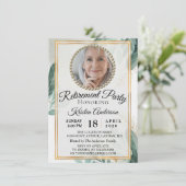 Foliage Botanische Blätter Foto Renten Party Einladung (Stehend Vorderseite)