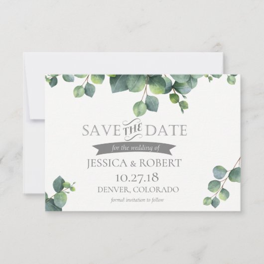 Foliage Bouquet Save the Date-Karte Date (Vorderseite)