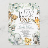 Foliage Cheetah Print Safari Wild One Baby Dusche Einladung (Vorne/Hinten)