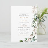 Foliage & Cotton Bride Parents Glam Wedding Einladung (Stehend Vorderseite)