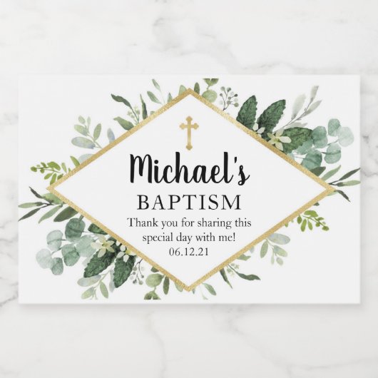 Foliage Cross Mini Sparkling Weinflaschen Etikett (Einzelnes Label)