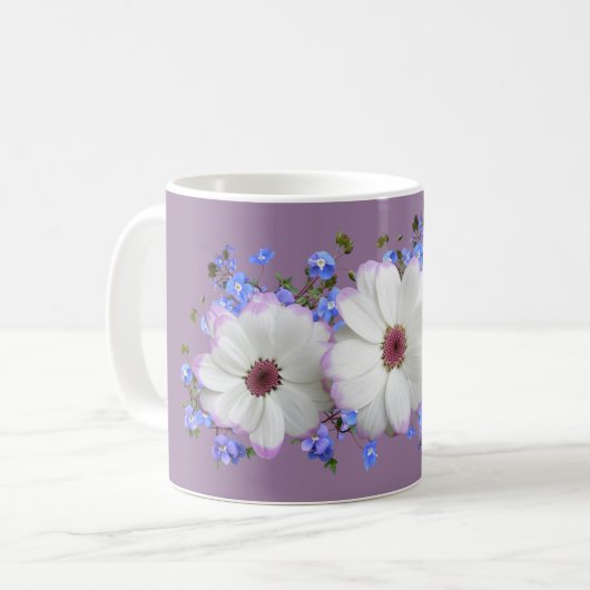Foliage Daisy Vergiss mich nicht auf Lavendel Hint Kaffeetasse (Vorderseite Links)