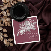Foliage Duet Burgundy Gray Botanische Hochzeit Serviette