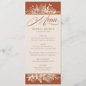 Foliage Duet Terracotta Creme Botanische Hochzeit Menükarte (Vorderseite)