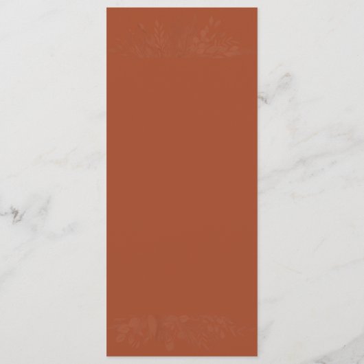 Foliage Duet Terracotta Creme Botanische Hochzeit Menükarte (Rückseite)