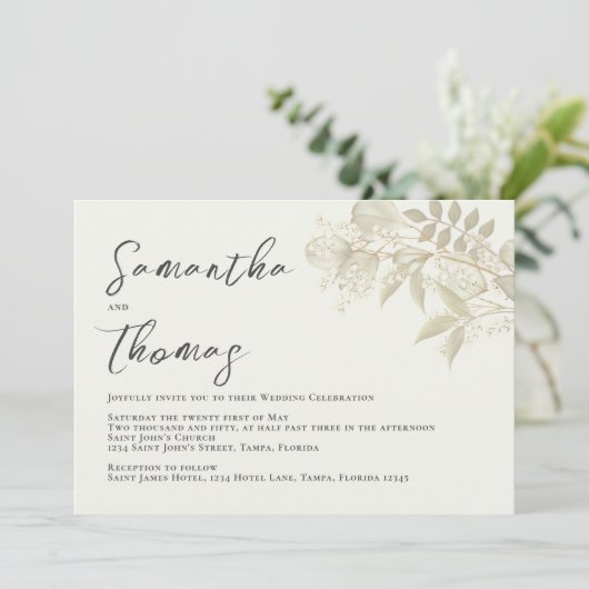 Foliage Elegant Greenerenerity Sage Blätter Foliag Einladung (Stehend Vorderseite)