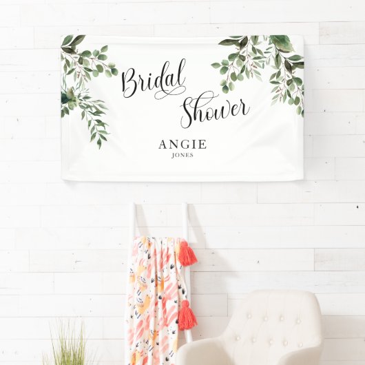 Foliage Elegantes White Individuelle Name Brautpar Banner (Insitu)