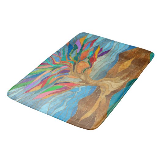 Foliage Fantasy Mosaik Tree Badematte (Schrägansicht)