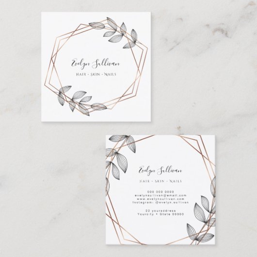 Foliage geometrischer Rahmen Visitenkarte (Vorne/Hinten)