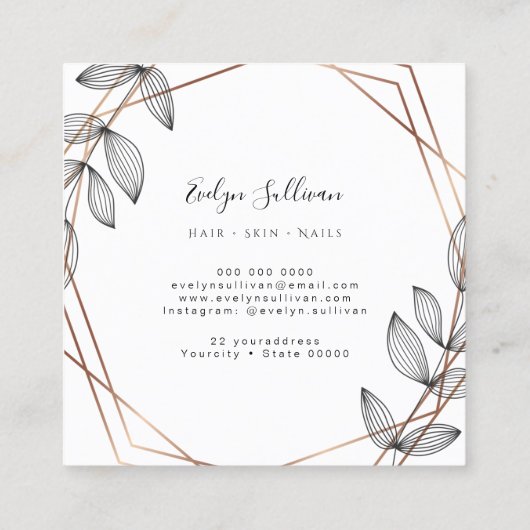 Foliage geometrischer Rahmen Visitenkarte (Rückseite)