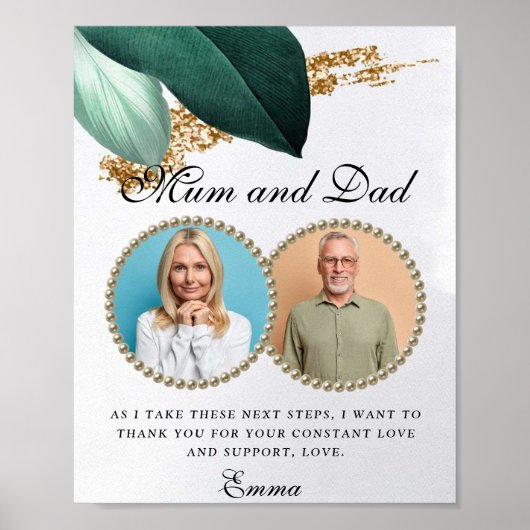 Foliage Glitzer Parents of the Bride Gift Poster (Vorne)