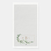 Foliage & Gold Monogram Gray Elegante Hochzeit Serviette (Vorderseite)