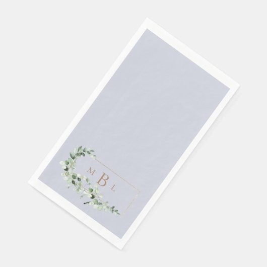 Foliage & Gold Monogram Lavendelhochzeit Serviette (Ecke)