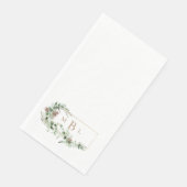 Foliage & Gold Monogram White Winter Elegant Serviette (Ecke)