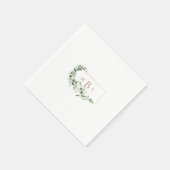 Foliage & Gold Monogramm Weißer eleganter Cocktail Serviette (Ecke)