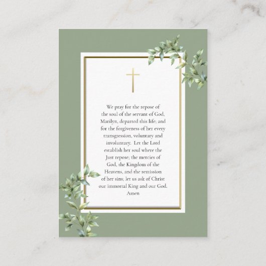 Foliage Gold Orthodoxe Foto Gedenkkarte Platzkarte (Rückseite)