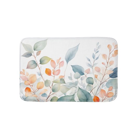 Foliage Green Blue Orange Leaves Badematte (Vorderseite)