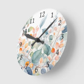 Foliage Green Blue Orange Leaves Runde Wanduhr (Winkel)