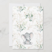 Foliage Green Gold Elephant Peanut Baby Dusche Einladung (Rückseite)