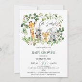 Foliage Greenery Gender Neutral Safari Baby Dusche Einladung (Vorderseite)