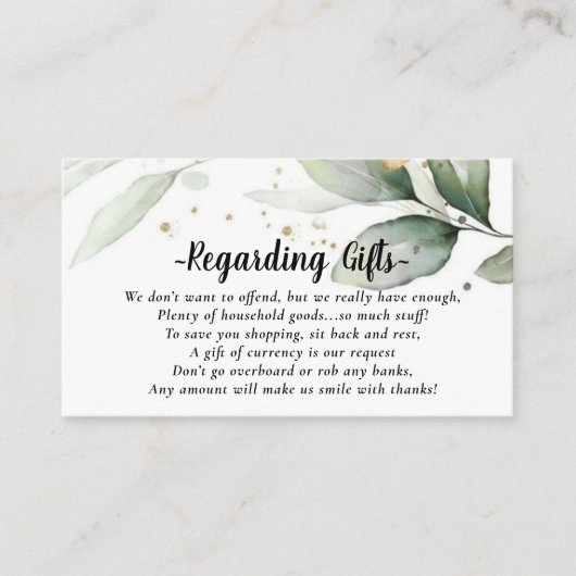 Foliage Honeymoon Fund anstelle von Geschenken Begleitkarte (Vorderseite)