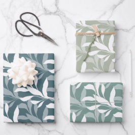 Foliage in Grace Layered Organic Silhouettes Sage Geschenkpapier Set