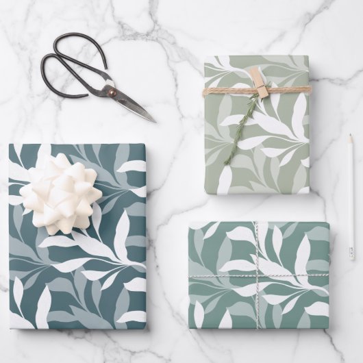 Foliage in Grace Layered Organic Silhouettes Sage Geschenkpapier Set (Vorderseite)