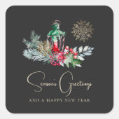 Foliage Lantern Moderne Minimalistisch frohe Weihn Quadratischer Aufkleber (Vorderseite)