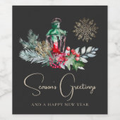 Foliage Lantern Moderne Minimalistisch frohe Weihn Weinetikett (Einzelnes Label)