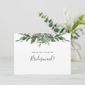Foliage Leaf Bridesmaid-Flachkarte Dankeskarte (Stehend Vorderseite)