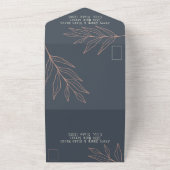 Foliage Leaf Line Art Holzkohle, Creme & Pink Boho All In One Einladung (Außenbereich)