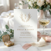 Foliage Leaf Line Art Moderne Hochzeit retten das  Folieneinladung