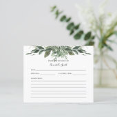 Foliage Leaf Name Rezeptkarte (Stehend Vorderseite)