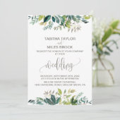 Foliage mit Monogramm-Kranzbacken Einladung (Stehend Vorderseite)