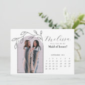 Foliage Modern Arch Bridesmaid Vorschlagskarte Einladung (Stehend Vorderseite)