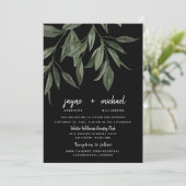 Foliage Modern Schriftart Black Website Hochzeit Einladung (Stehend Vorderseite)