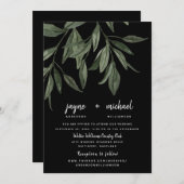 Foliage Modern Schriftart Black Website Hochzeit Einladung (Vorne/Hinten)